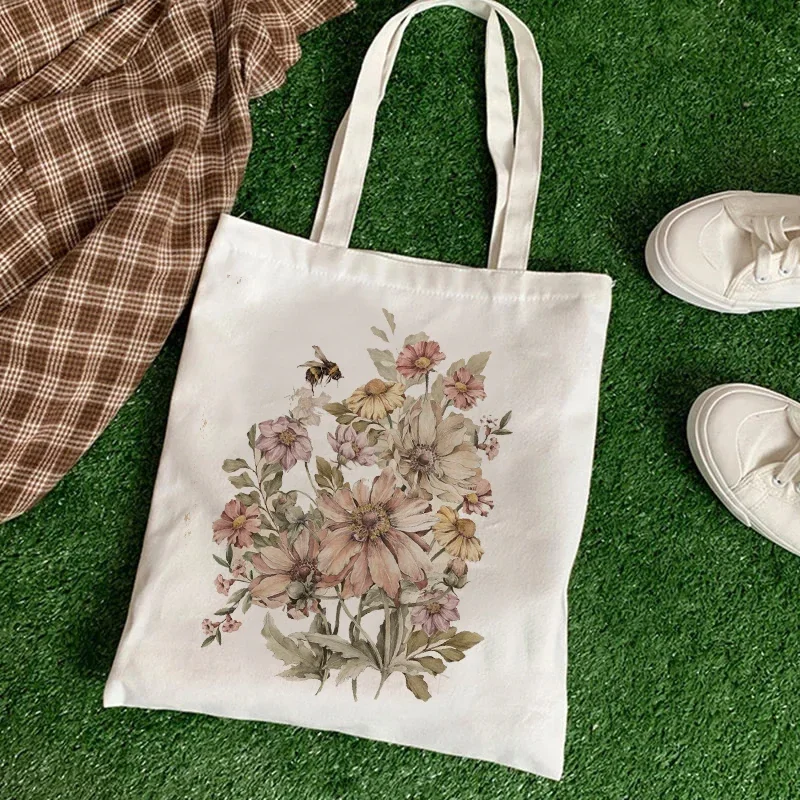 

Милая женская сумка-шоппер, повседневная женская Хлопковая сумка с животными и цветами, Холщовая Сумка-тоут, сумки для покупок, тканевые сумки для девушек