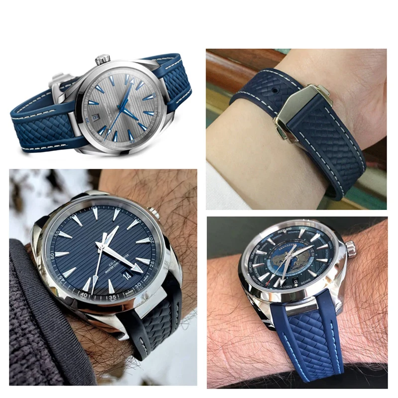 Ремешок силиконовый для часов Omega Seamaster 300 AT150 Aqua Terra 20 мм | Наручные часы