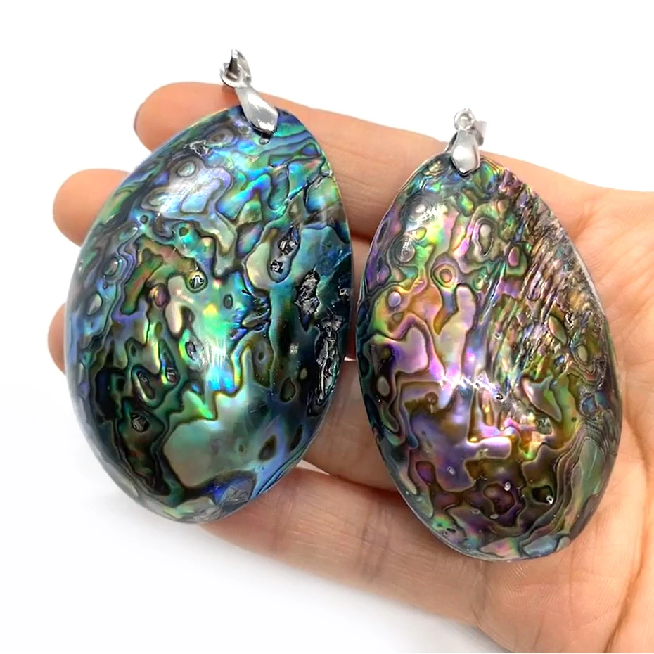 

1Pcs Vintage Colourful Double-sided Abalone Shell Necklace Pendant Natural Mother-of-pearl Pendant for DIY Jewellery Gift Making