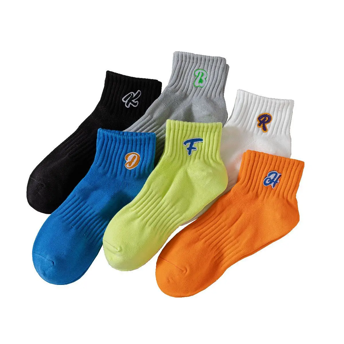 2pairs Summer Short Socks Embroidered Waist Cotton Sports Women's Socks