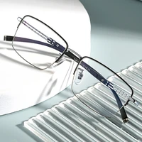 pure titanium glasses frmae half rimless new arrival 2022 men business style optical eyeglasses frame with recipe vacuum plating