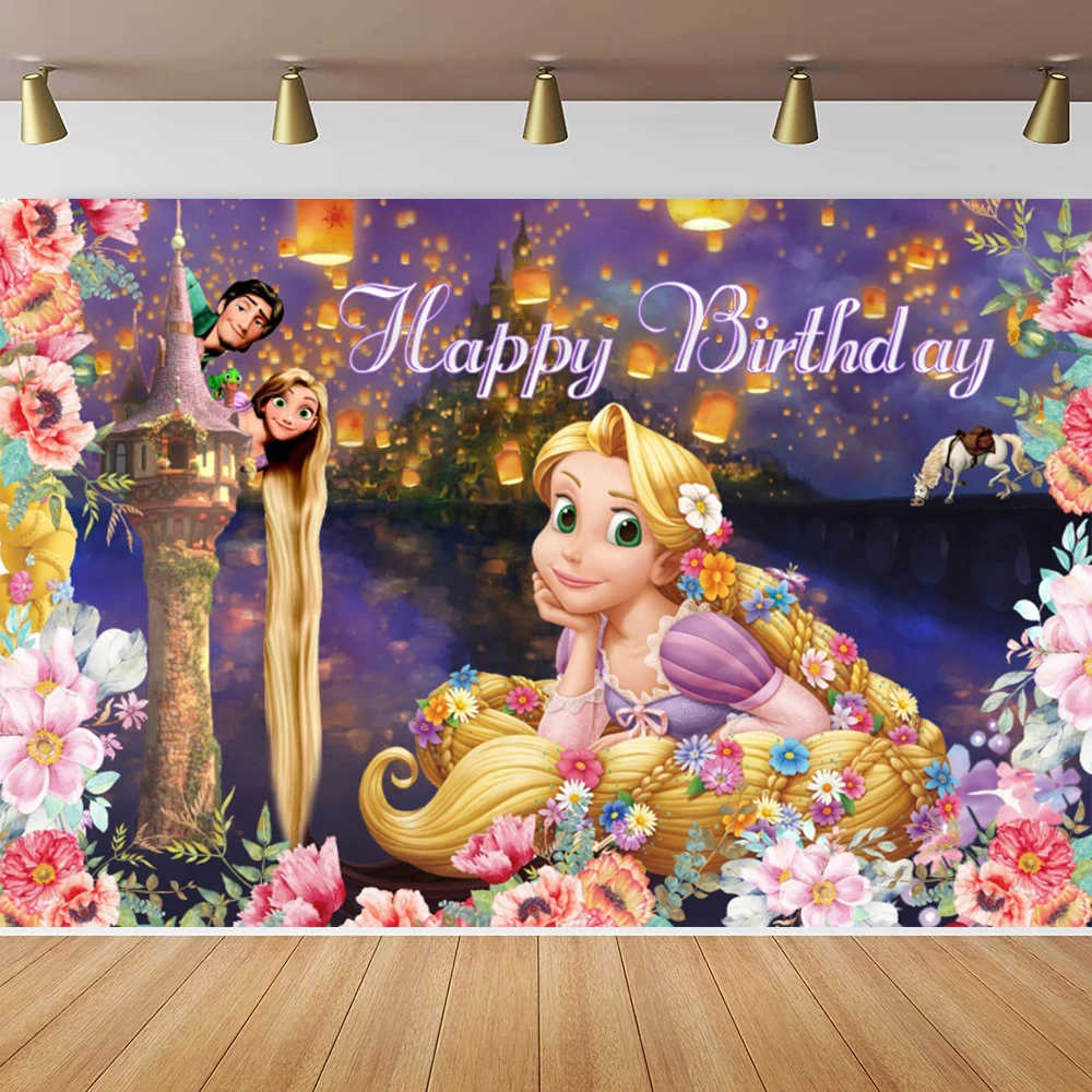 

Tangled Rapunzel Princess Party Decorations Backdrop Photostudio Backdrop Banner for Kids Girls Birthday Party Decor Baby Shower