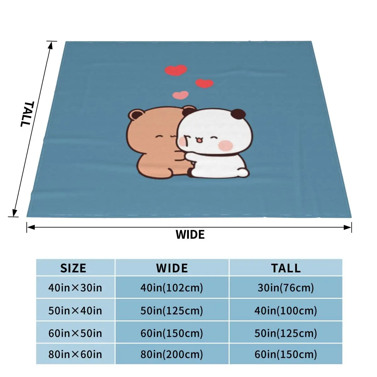 Ультрамягкое одеяло из микрофлиса Panda Bear Bubu And Dudu Hugs Love An