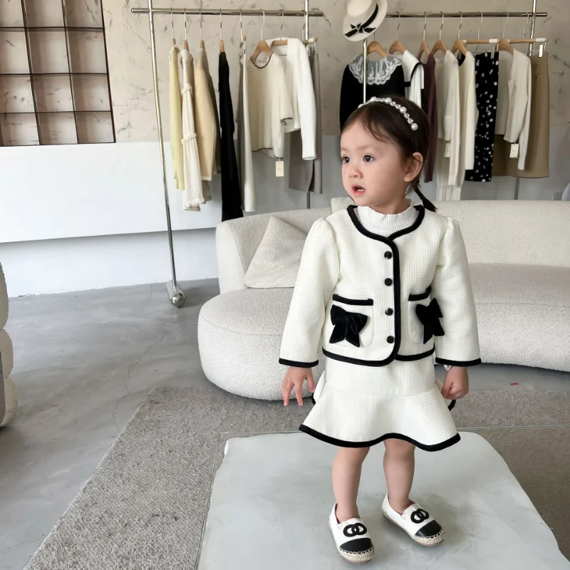 

Spring Autumn Cotton Children Clothes Sets Girls Casual Simple Baby Girl Outfit Set Dresses Sweet Princess Coat Kids Clothes