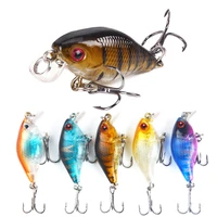 1pcs crank fishing lures 40mm 4 6g floating artificial bass pike fishing tackle black three hooks wobblers pesca crankbait