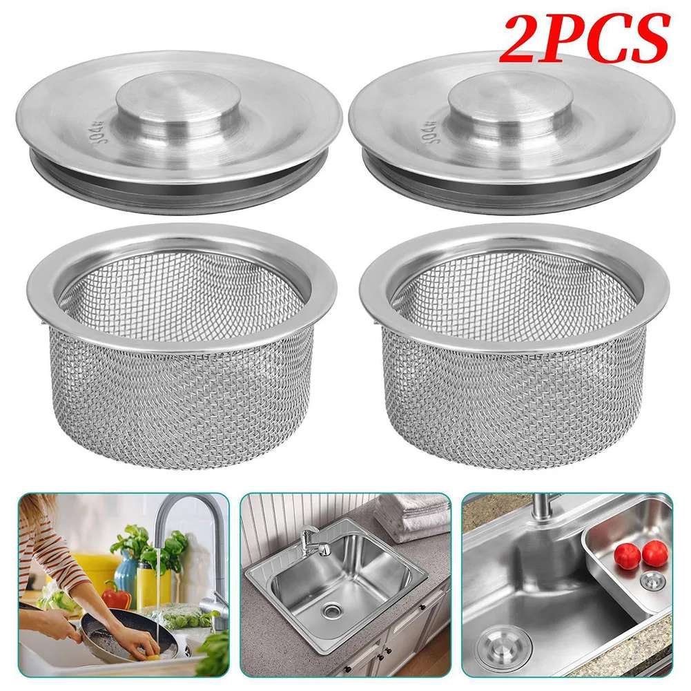 

2 Pack Kitchen Bathroom Sink Drain Strainer Plug Stainless Steel Filter Basket For Kitchen Accessories