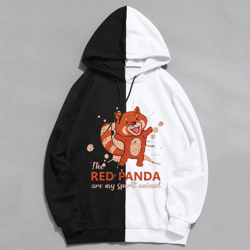 

The Red Panda Are My Spirit Animal Printed Hoodies Women Vintage Crewneck Sweatshirt Harajuku Streetwear Men Patchwork Hoodies