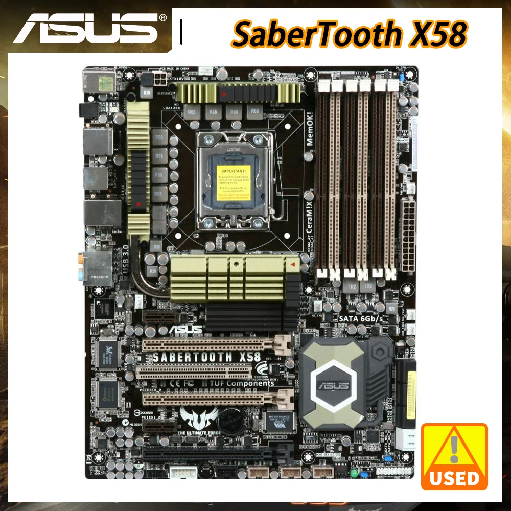 ASUS SaberTooth X58 LGA 1366 десктопная Материнская плата Intel DDR3 24 ГБ USB3.0 поддержка Core i7 940 Edition