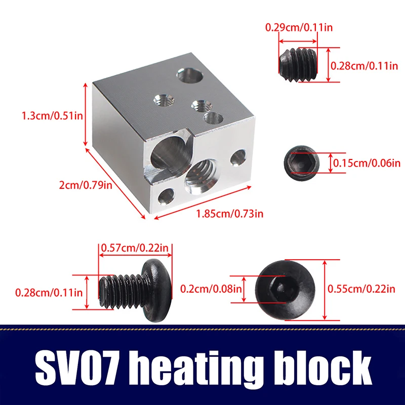SV07 Экструдер Hotend Нагревательный блок Комплект Высококачественное латунное