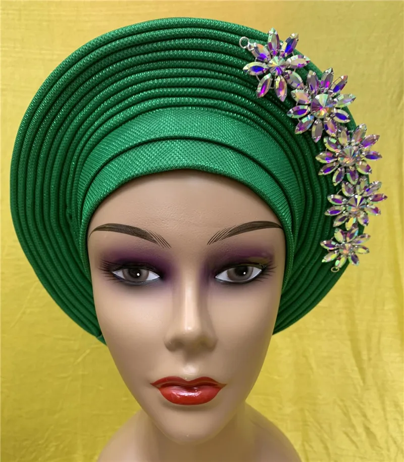 Aso oke Нигерия для традиционного брака головной убор gele уже сделанная африканская