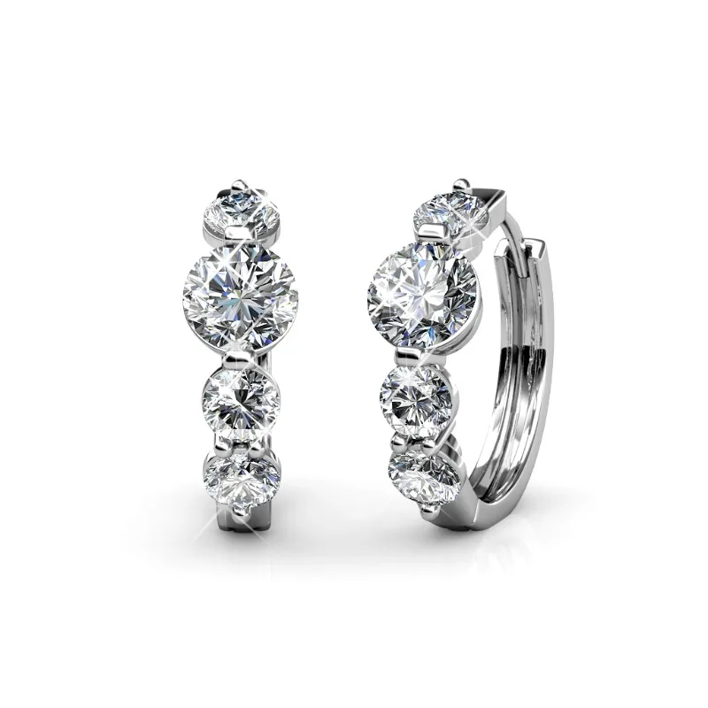 Фото Daisini Искрящие серьги-кольца, украшенные кристаллами премиум-класса от Swarovski, классические модные женские украшения, подарки на вечеринку №3