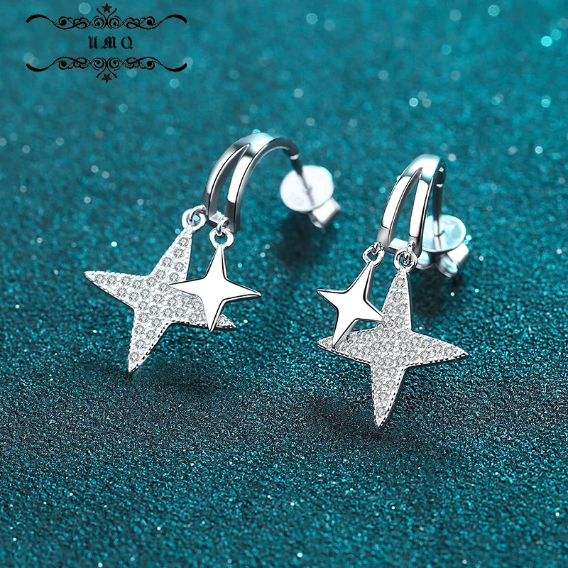 

Серьги из серебра Xdy925 пробы, дизайнерские серьги с ощущением меньшинств, серьги с прямыми звездами, полностью алмазные серьги из моссана