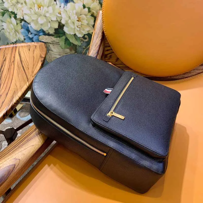 Fashion Backpack Black Genuine Leather Luxury Brand Classic Design Travel Bags Large Capacity Multifunction TB Female Bags