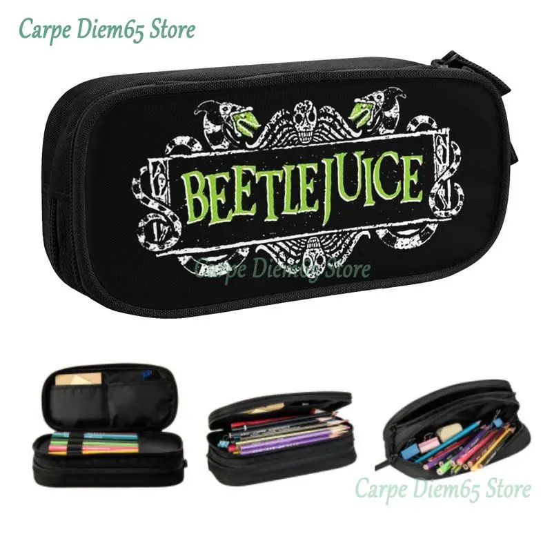 

Tim Burton Horror Movie Pencil Cases for Girl Boy Big Capacity Beetlejuice Pen Box Bag Stationery