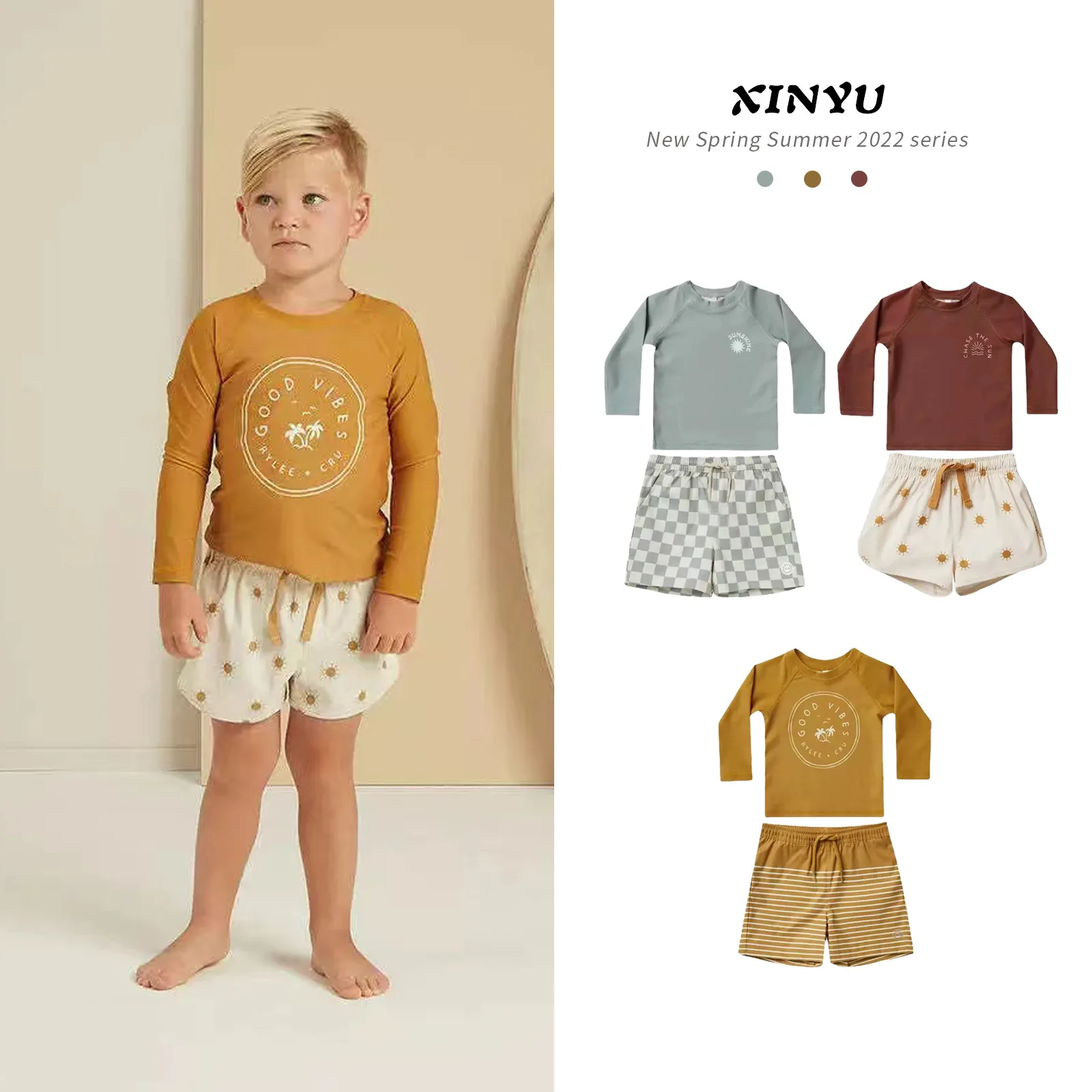 

Children's Swimsuit 2022 Boys Hot Spring Swimming Suit Children Seaside Sunscreen Long-Sleeved Quick-Drying Beach Clothing