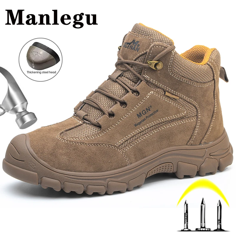

Indestructible Shoes Men Work Safety Boots With Steel Toe Work Shoes Male Breathable Construction Work Sneakers Safety Shoes