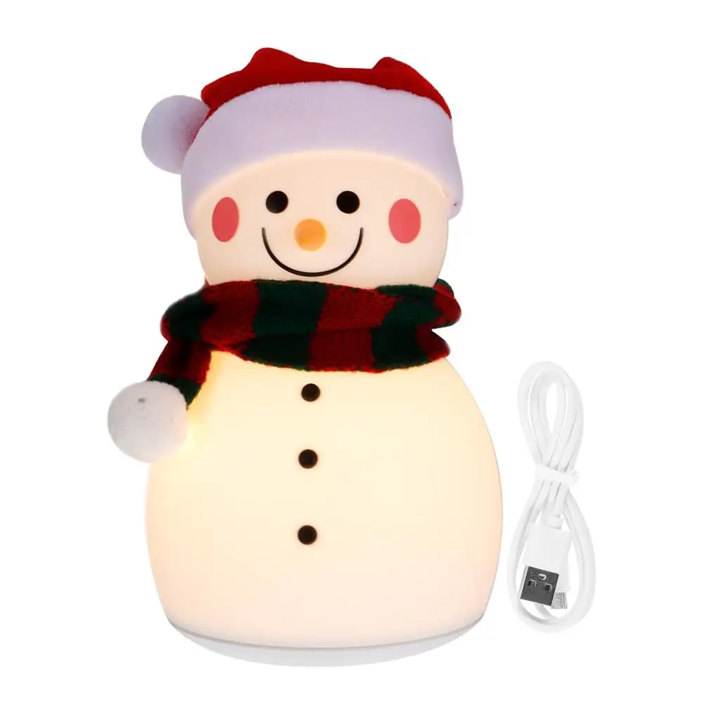 

Snowman Night Lamp with Music & 7 Color Charging Christmas Light Up Decoration Multi-Purposes LED Snowman Sleeping Bedside Light