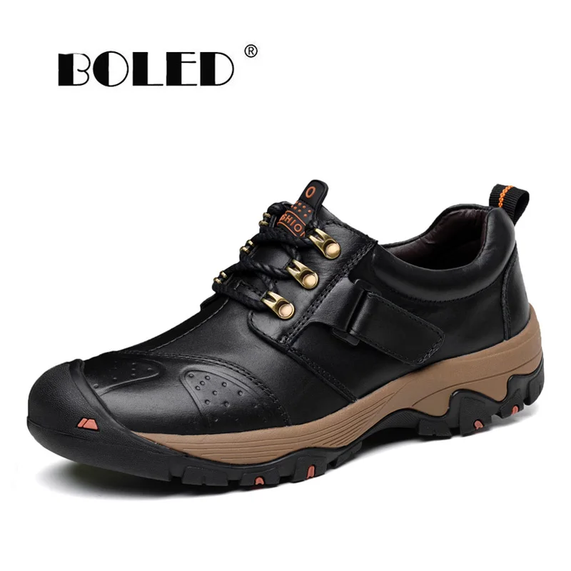 

Natural Leather Men Shoes Platform Wear-Resisting Working Shoes Men Handmade Waterproof Non-slip Autumn Walking Shoes Flats