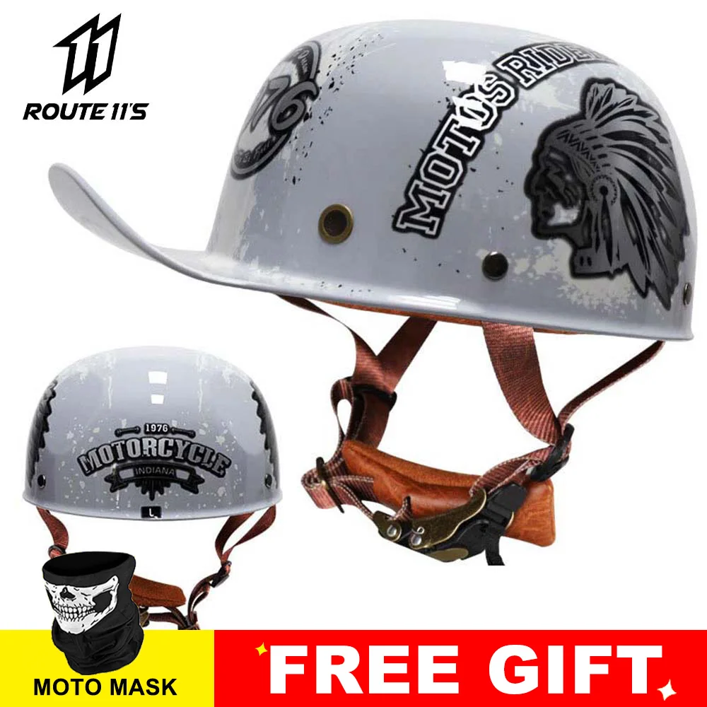

New Motorcycle Helmet Fashion Personality Capacete De Moto Half Face Retro Vintage Peaked Baseball Cap Moto Helmet Accessories