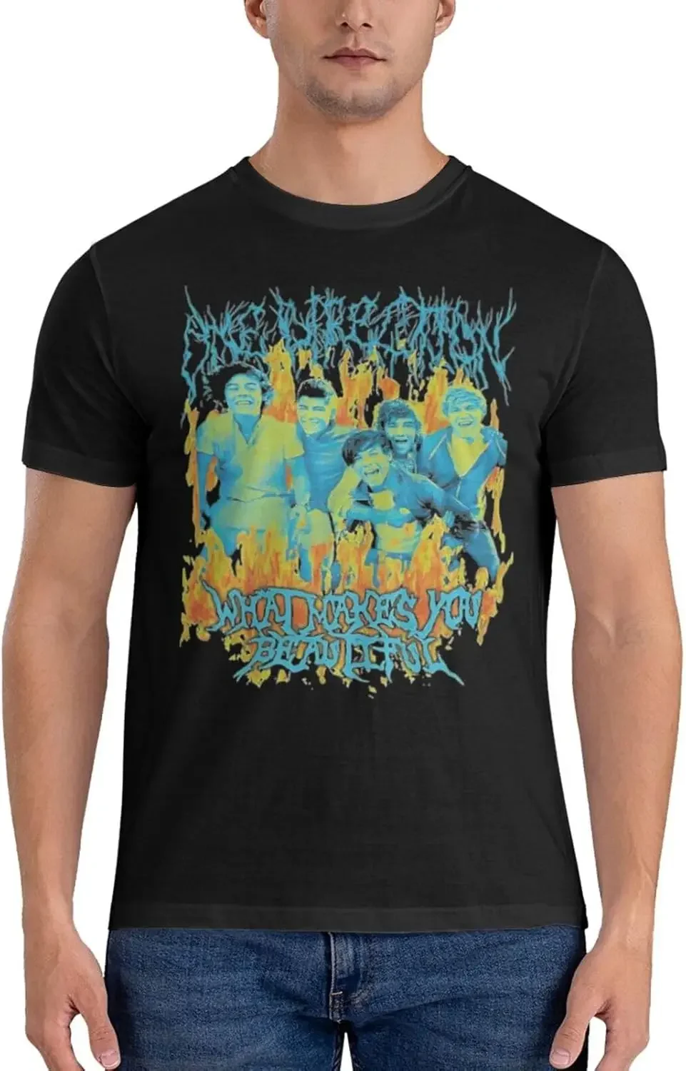 РОК-ГРУП. Мужская футболка Ones Music and Directions модная с графическим принтом летние