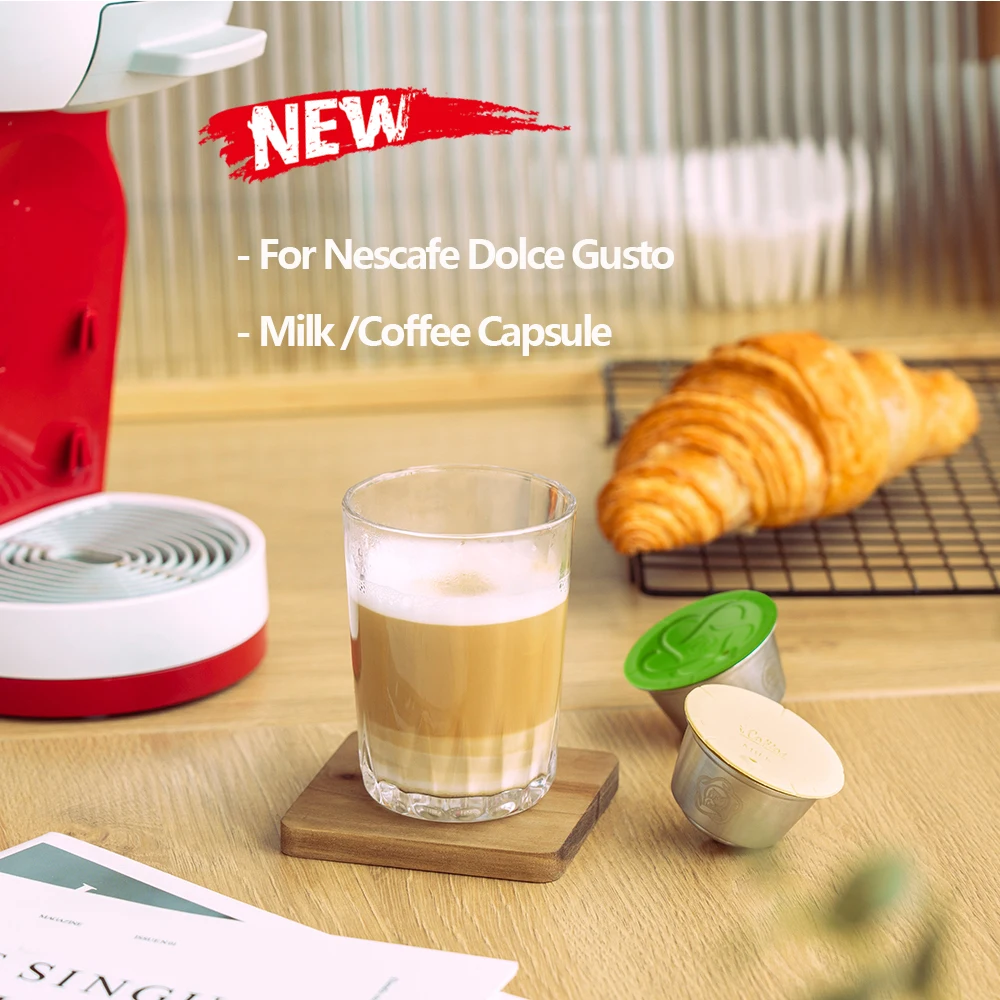

ICafilas Upgrade Reusable Milk Capsule for Nescafe Dolce Gusto Filter More Cream Coffee Refill Maker Pod Stainless Metal Filters