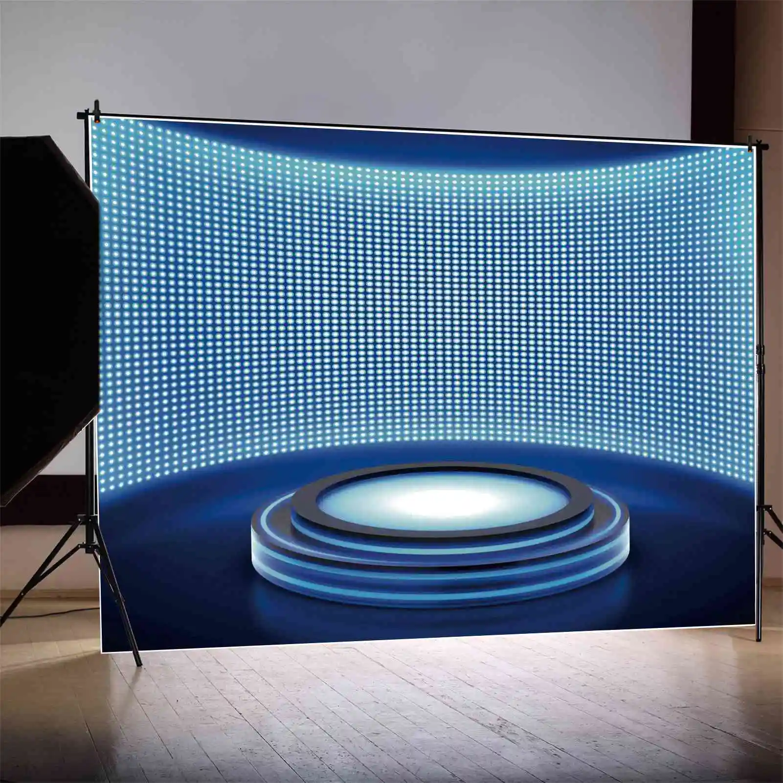 

Фон MOON.QG для вечеринки в честь Дня рождения, Голубые огни, танцевальный сценический фон, индивидуальный фон для дома, студии, телевизора, лампочки, фонари, стены, реквизит для фотобудки