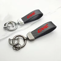 leather car keychain carbon fiber custom sport line for civic car accessories