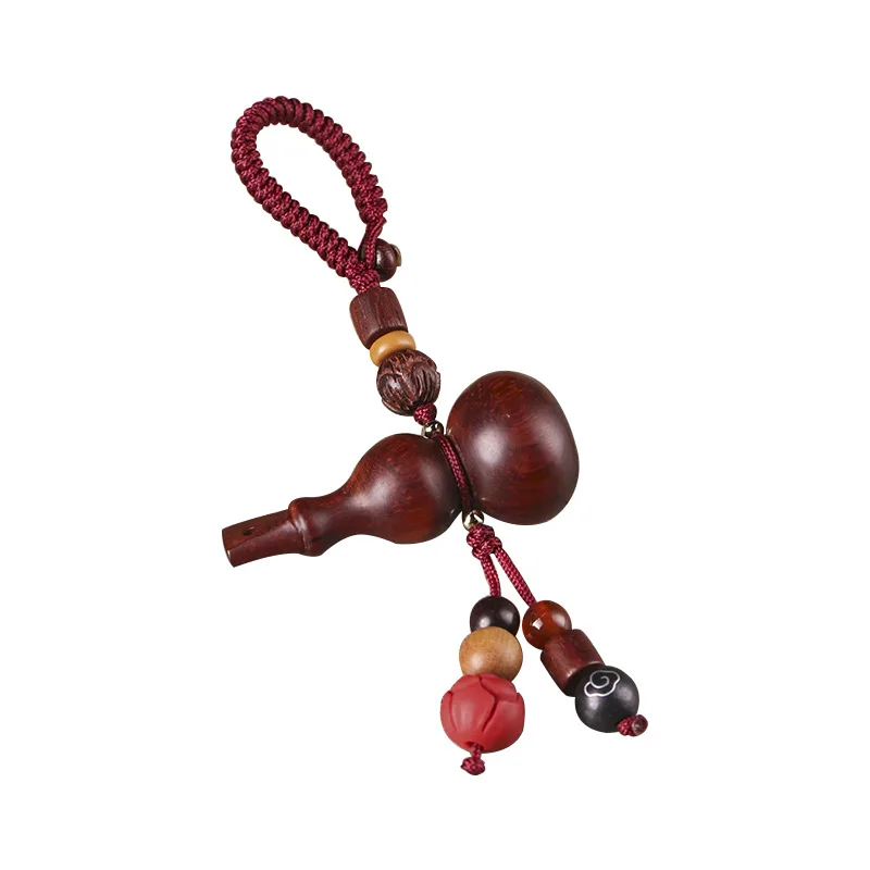 

Natural rosewood leaflet DIY creative art and ancient craft weaving car key chain pendant Chinese wind gourd ornaments