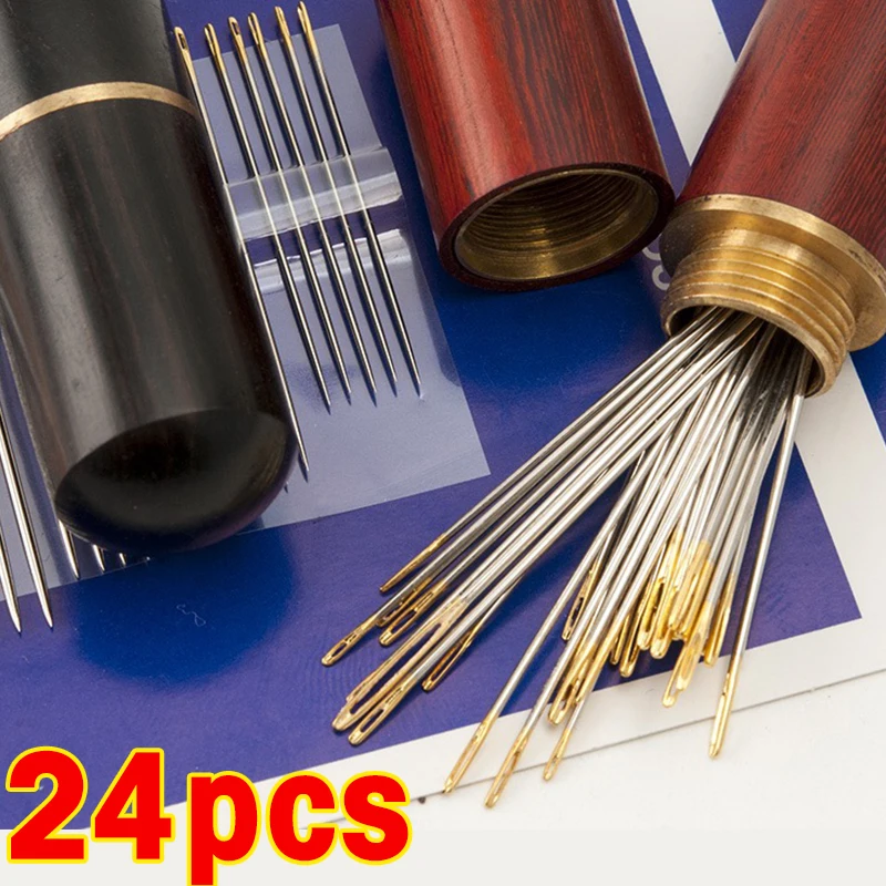 

12/24Pcs Blind Sewing Needles Elderly Big Hole Stainless Steel Needle for Sewing Household DIY Jewerly Beading Threading Needles