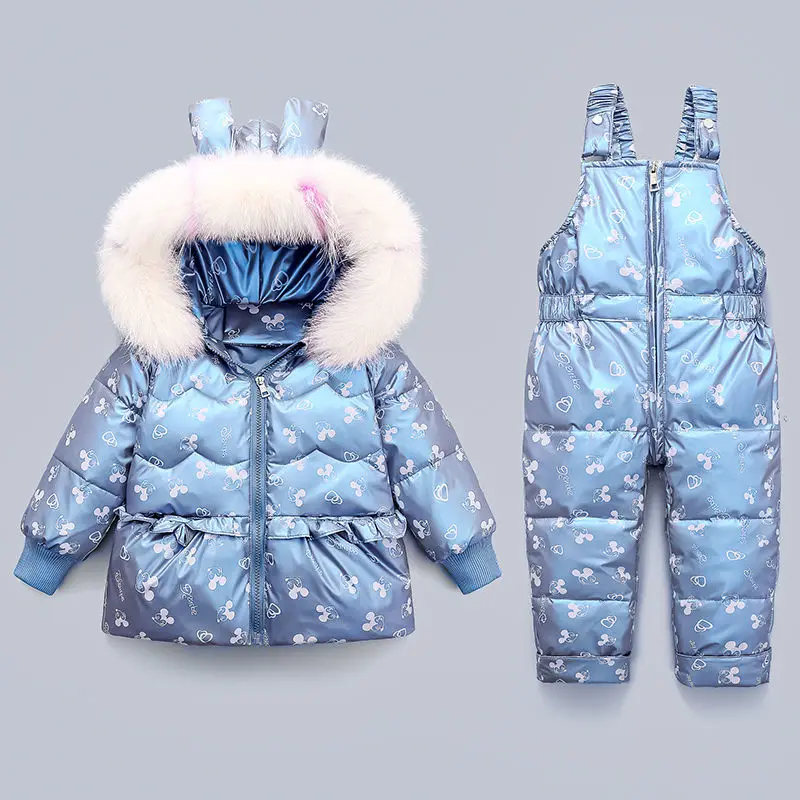 Children Winter Clothing Sets Toddler Kids Warm Autumn Duck Down Jackets Jumpsuit Baby Girls Snowsuit Coats Pants Overcoat R93