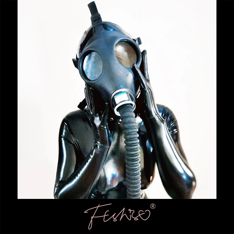 

Ftshist Silica Gel Gas Mask Fetish Latex Rubber Mask Hood Breath Control Conquer Choking Headgear Cosplay Costume Party Wear