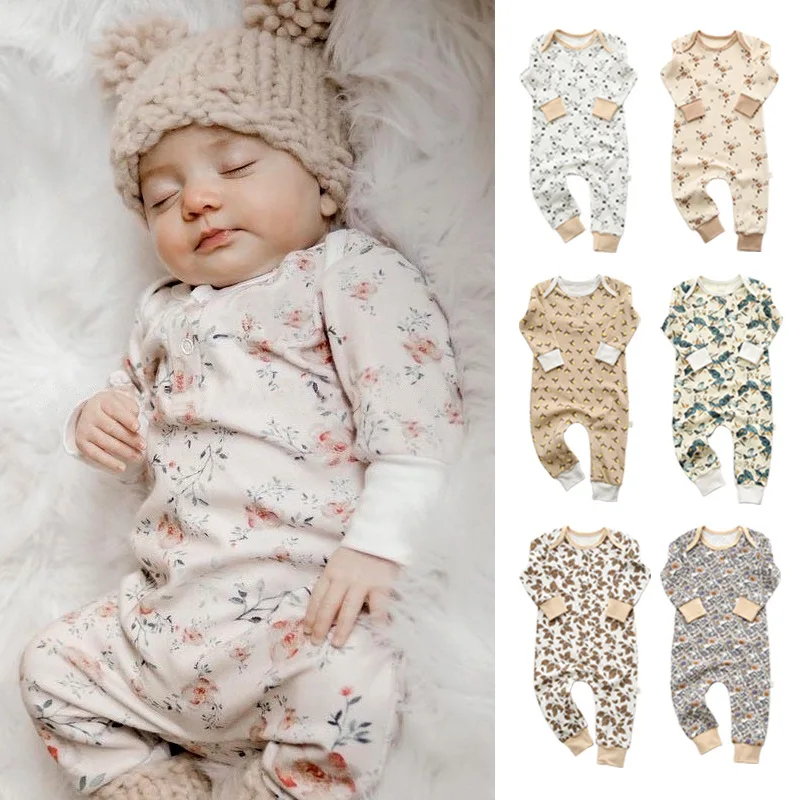 

Baby Onesie New Long-sleeved Skin-friendly Cotton Striped Romper Newborn Boy Girl European and American Baby Romper Hat Set