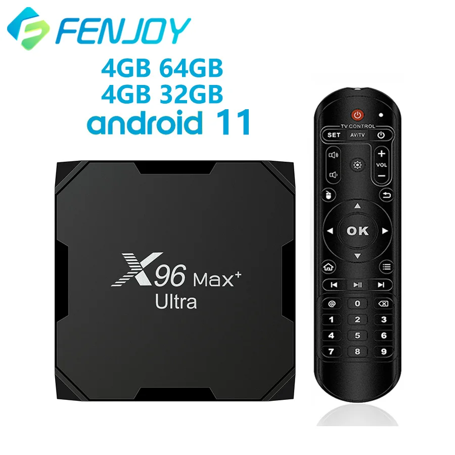 ТВ-приставка X96 Max Plus Android 11 Amlogic S905X4 поддержка AV1 8K двойной Wi-Fi BT Youtube медиаплеер 4 Гб