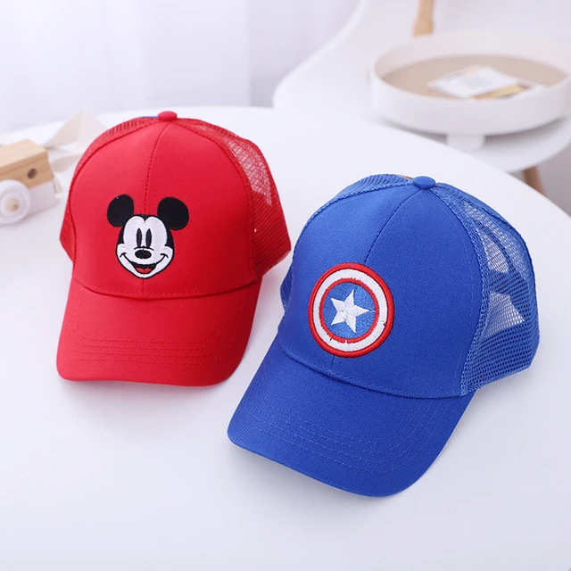 Disney Captain America Embroidered Mesh Baby Baseball Caps For Boy Girl Sun Hats Outdoor Children Spiderman Kids Hip Hop Cap 5