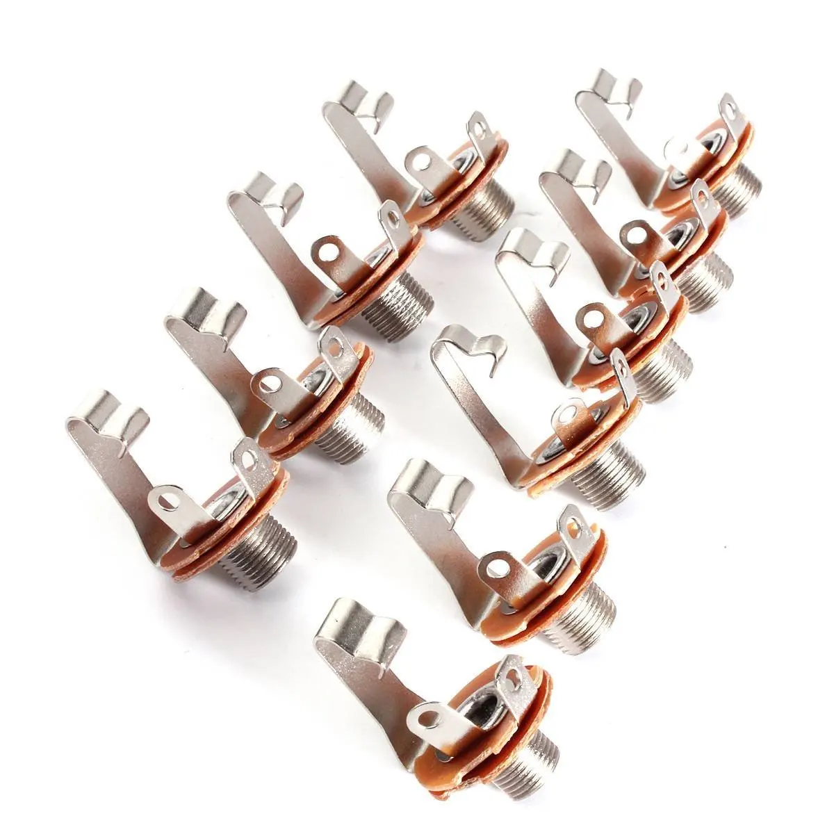 

10 Pcs Mono Input Jack for Guitar Bass 6.35mm Orange