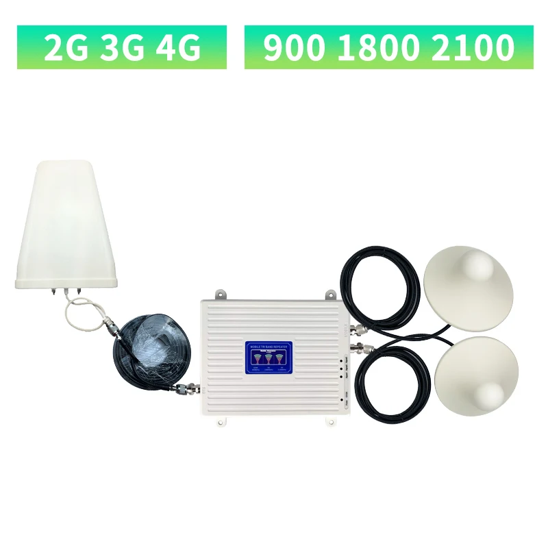 Najtaniej 2G 3G 4G Wzmacniacz Sygnału Wzmacniacz Komórkowy GSM DCS WCDMA 900 1800 2100 Tri-band Mobilny Wzmacniacz Sygnału 2 Anteny Wewnętrzne Zestaw