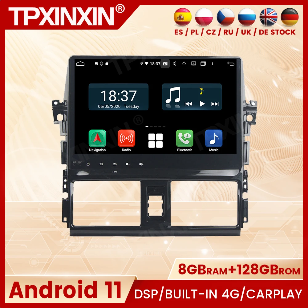 

Автомобильный мультимедийный плеер с Bluetooth для Toyota Yaris L Vios 2013, 2014, 2015, GPS навигатор, 2 Din, Android 11