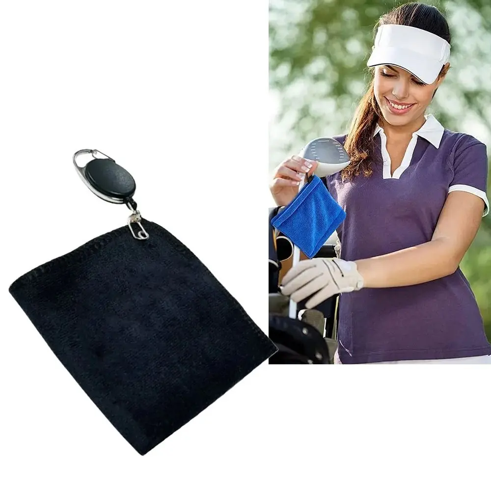 

Soft Golf Towel Square Towel Tool with Retractable Golf Ball Cleaning Towel With Hook Cotton Golf Wet and Dry Towel Golfer