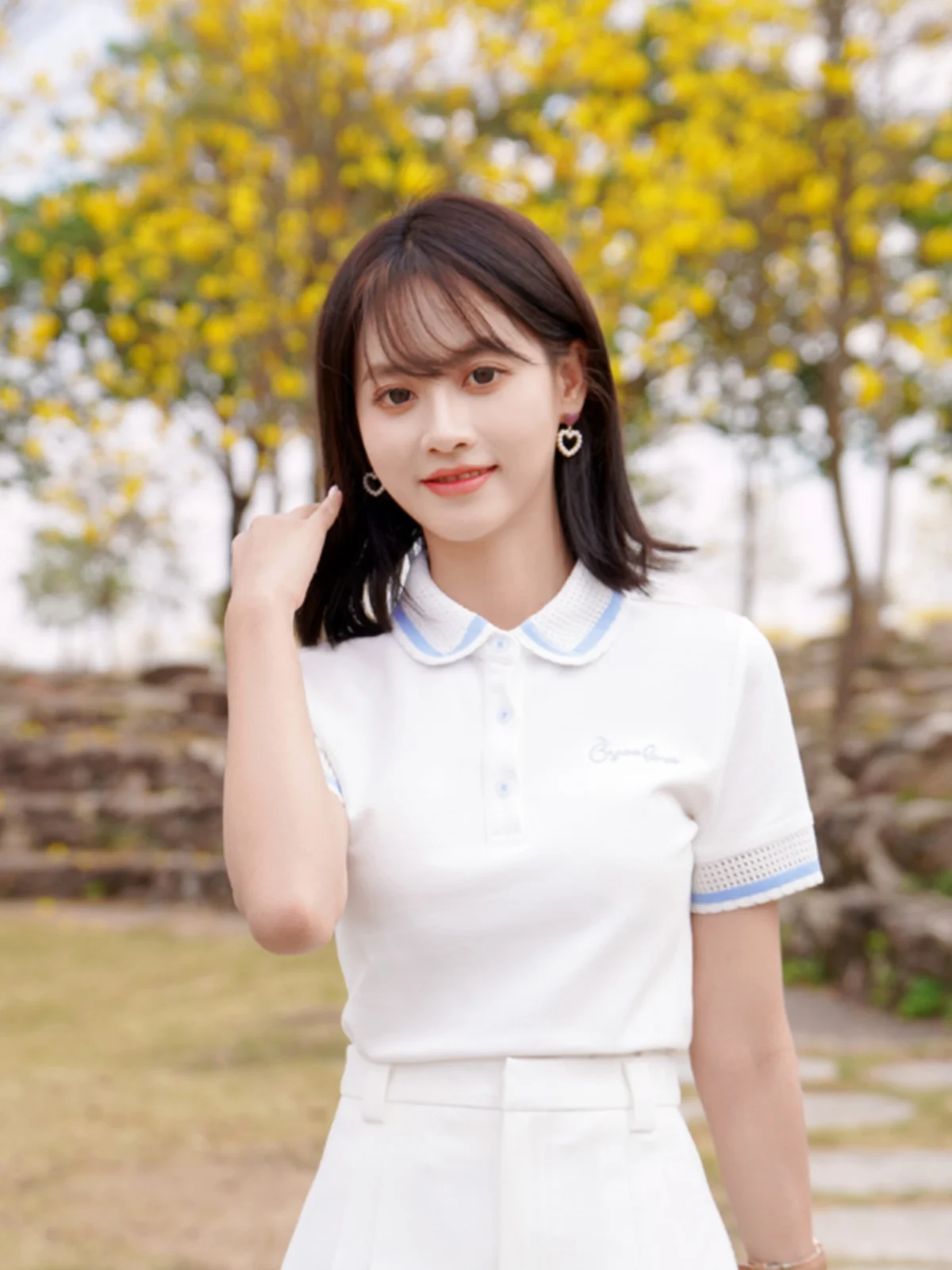 ATAR Полая сетчатая рубашка-поло с короткими рукавами и лацканами женская летняя