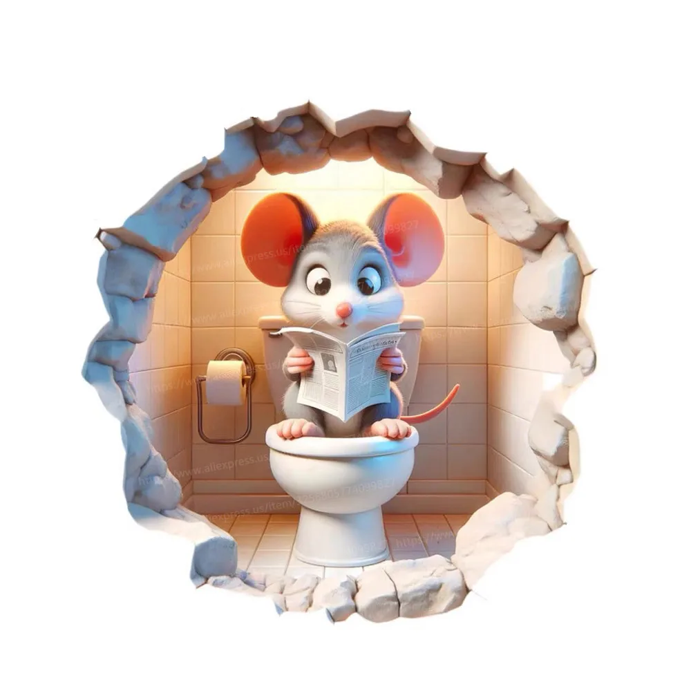 

Мультяшный стикер на стену с отверстием в виде мыши M890