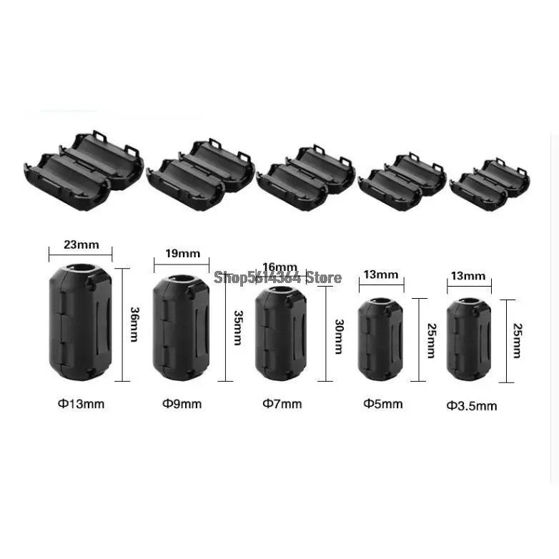 Ferrite Core Cord Ring Choke Bead RFI EMI Noise Suppressor Filter for PowerUSB Antenna HDMI-compatible AudioCable 3.5/5/7/9/13mm