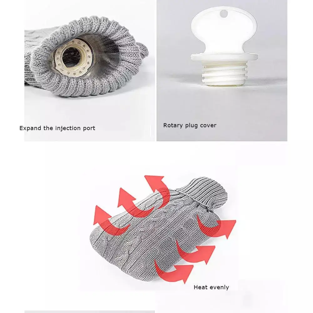 Чехол для бутылки с горячей водой 2 л однотонный термос Мягкий Вязаный защитный