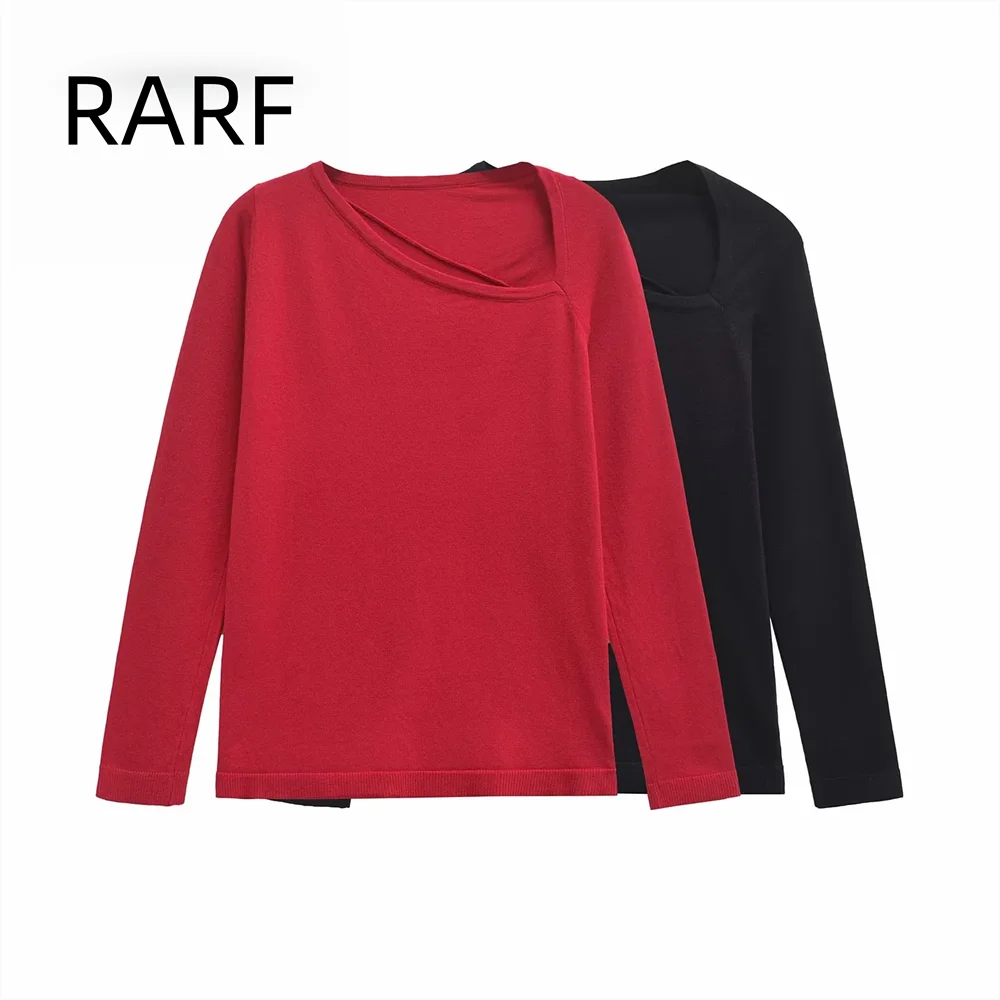 Пряный дизайн девушки с наклонным воротником и облегающими длинными рукавами