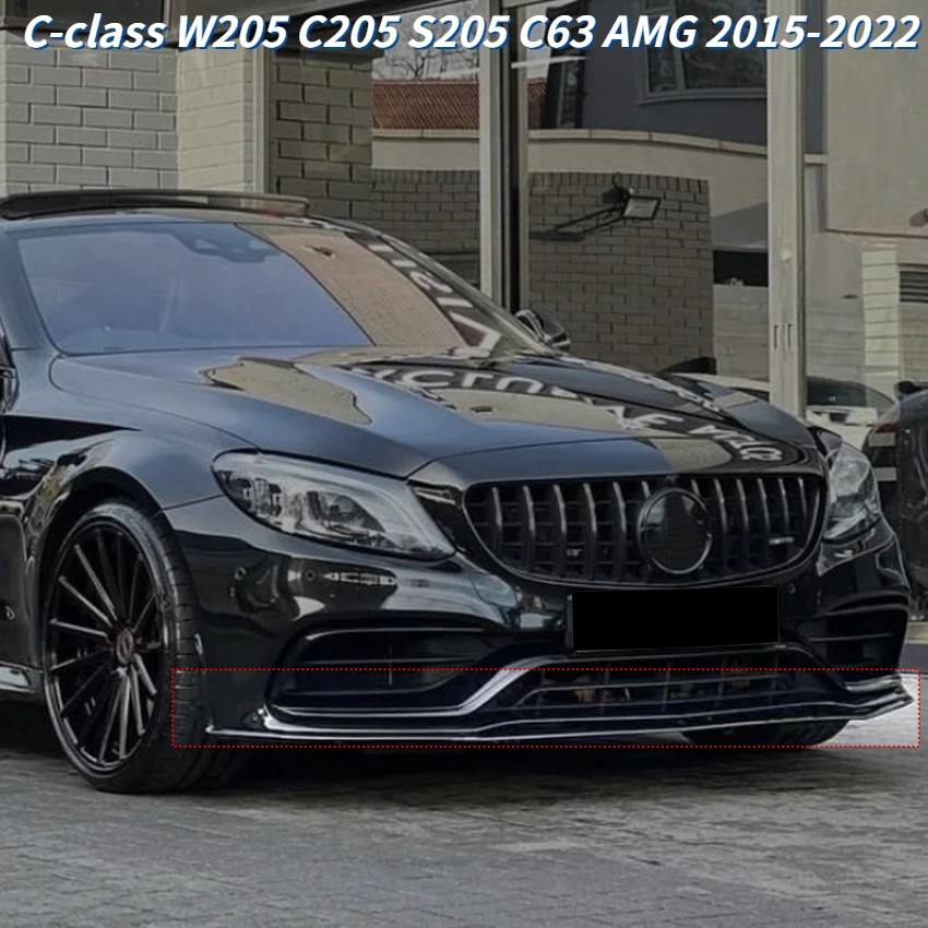 

Автомобильный передний бампер для Mercedes-Benz C-class W205 C205 S205 C63 AMG 2015-2022, диффузор для губ, спойлер, блеск, черные комплекты для тюнинга кузова