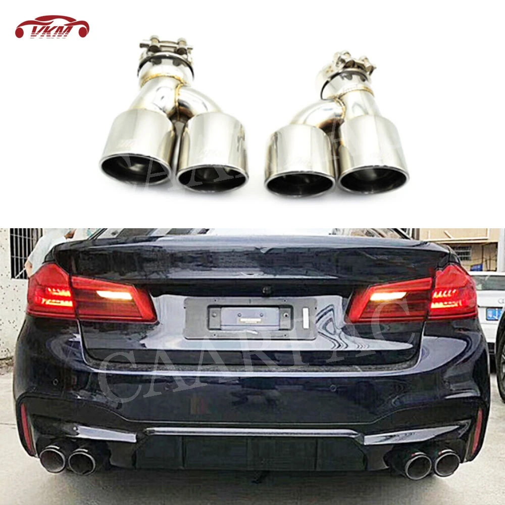 

Серебристая/черная горловина из нержавеющей стали Carbon M Style для BMW 5 серии G30 G38 M5 2017 2018 2019 автомобильное украшение