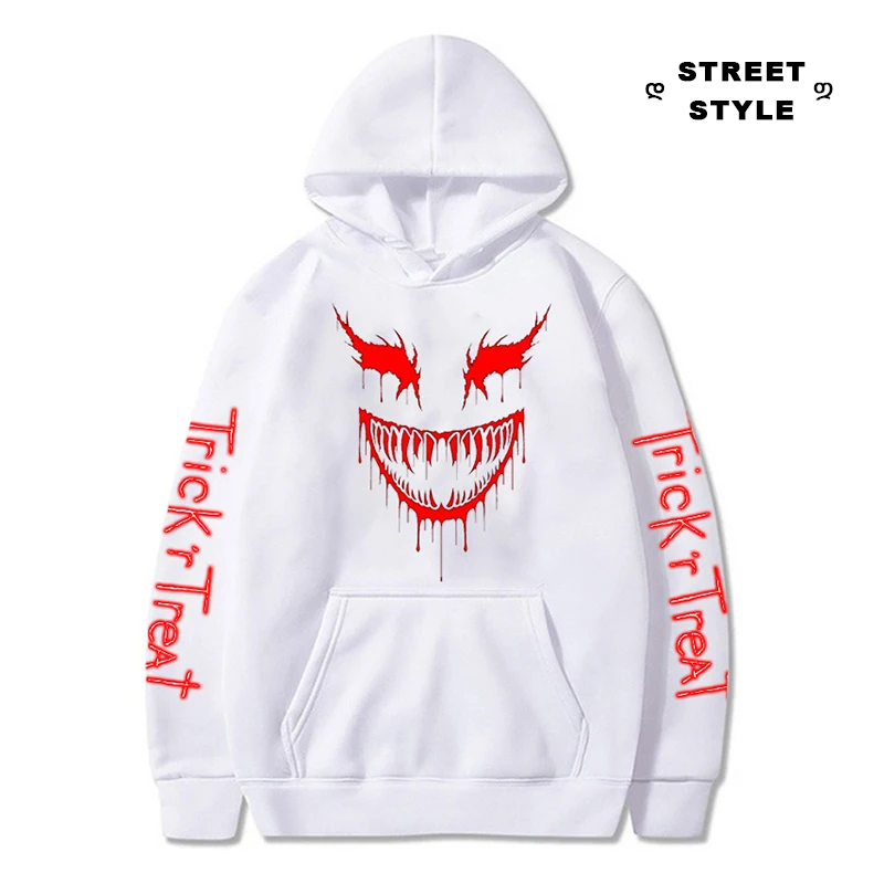 

Men's Fashion Hoodies Devil Face Y2k Graphic Print Pullover Sport Sweatshirt Harajuku Halloween Clothes Unisex Casual Streetwear