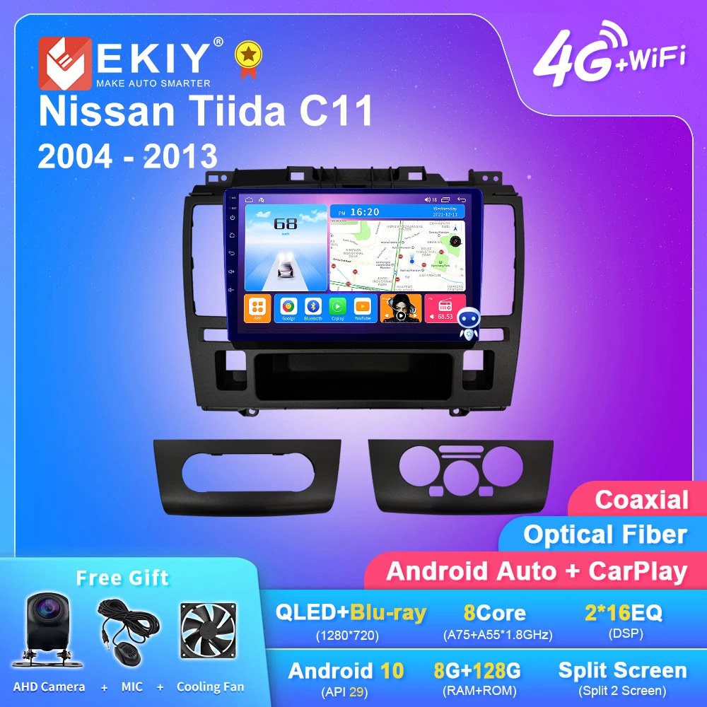 Ekiy T7 Dsp Android 10 Autoradio Voor Nissan Tiida C11 2004 - 2013 Carplay Navi Gps Multimedia Video Player stereo Dvd Geen 2din Hu
