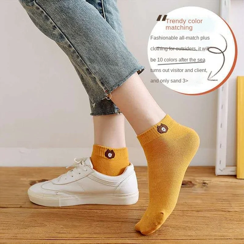 10pairs Cute Animal Cotton Socks Female Kawaii Cat With Dog Summer Short Sock Slippers Women Casual Soft Funny Boat Socks