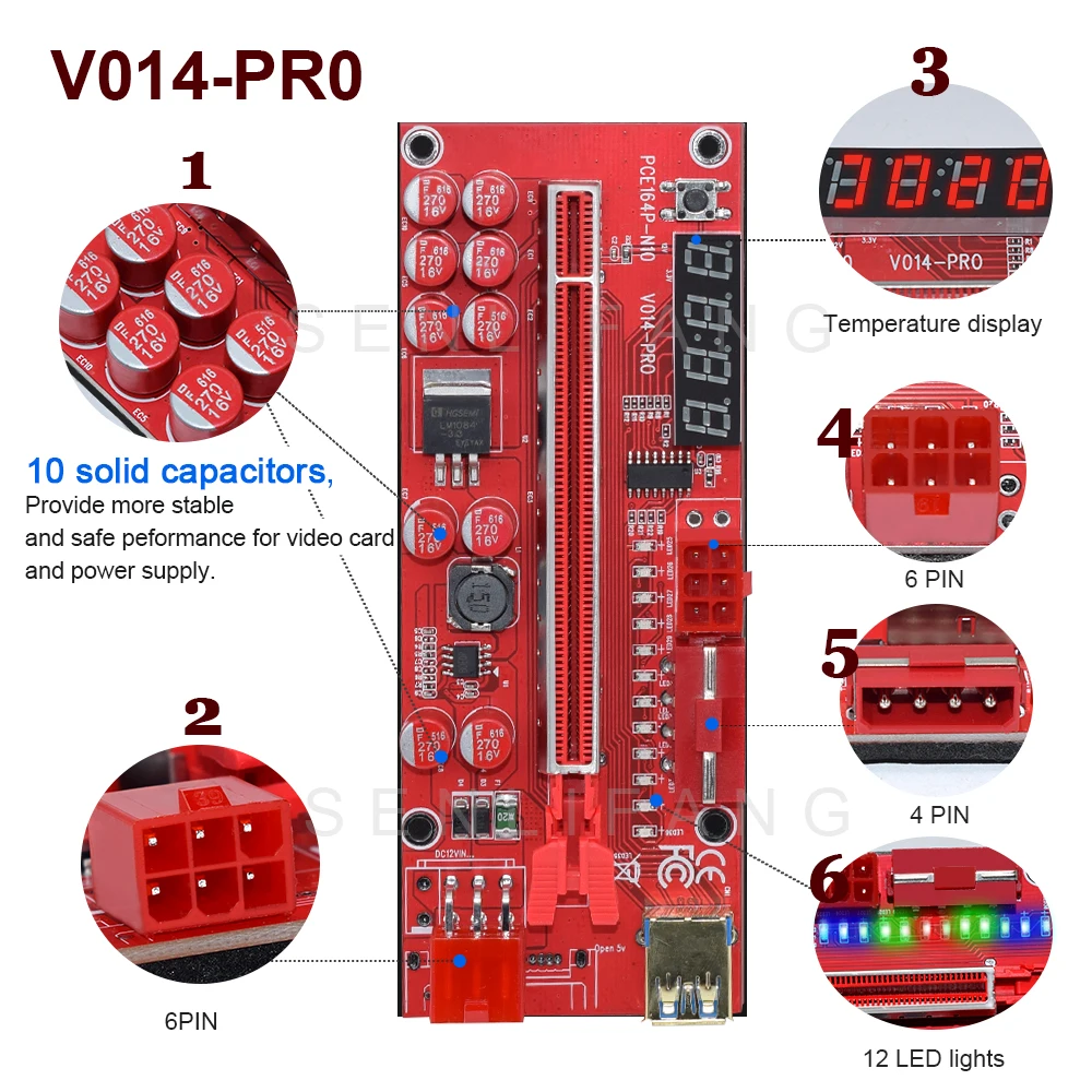 1-6 шт. Новинка VER009S VER009C PLUS VER010-X USB 3.0 PCI-E Райзер VER012 Max V013 PRO Телефон Экспресс 16x карта