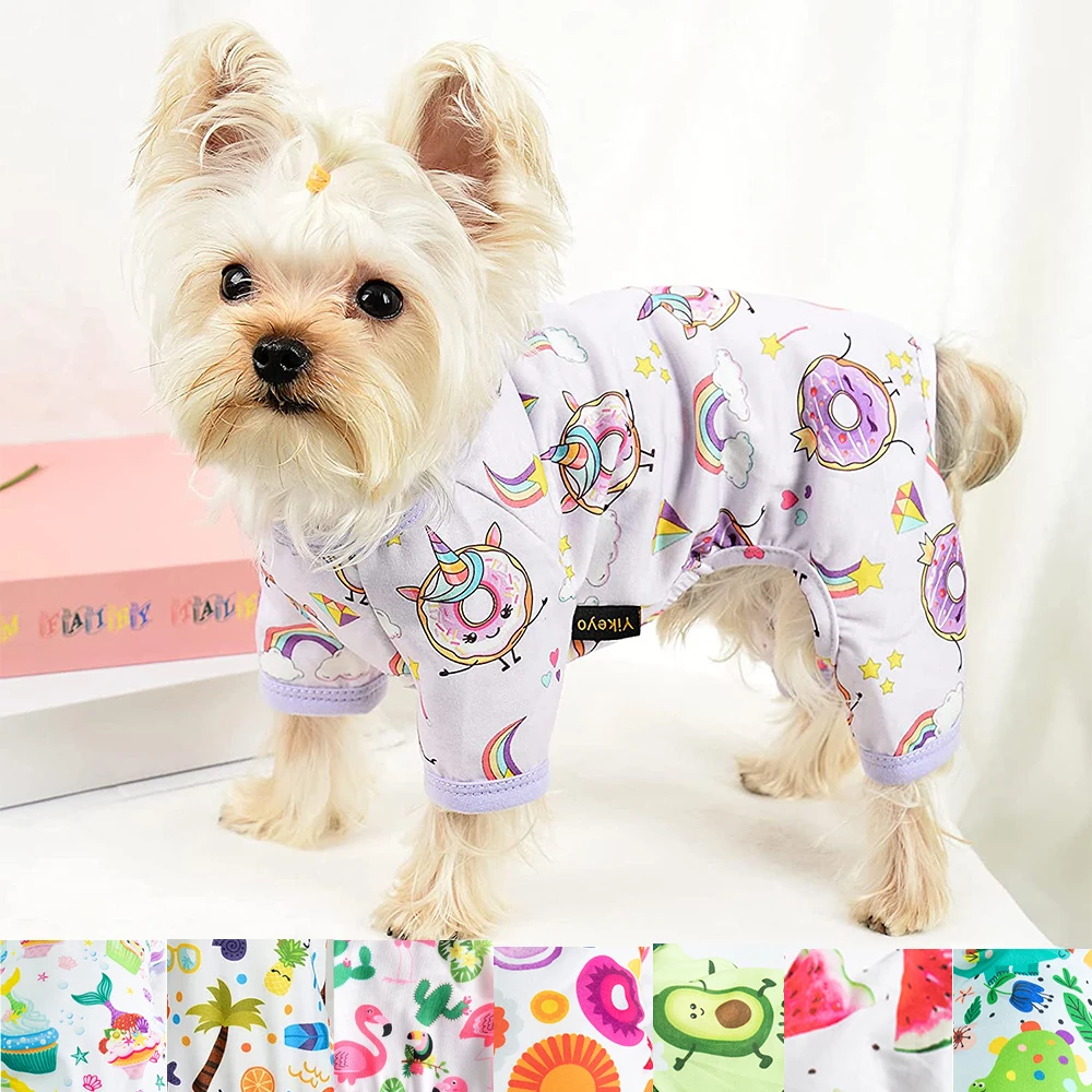 

Yikeyo Pet Dog Clothes Spring Summer Puppy Cats Clothes Soft Breathable Dogs Cat Costume Doughnut Cute Print Chihuahua Pajamas